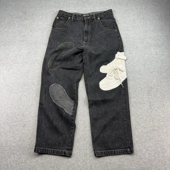 Raw Blue Other - Vintage RAW BLUE Air Force Sneaker Y2K 3D Embroidered Baggy Jeans Shoe 36x32